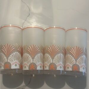Vintage H.J. Stotter Seashell Pink Plastic Glasses Set of 4 each 6.25" tall MCM